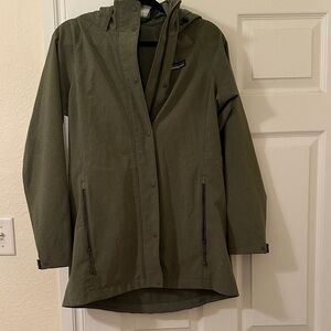 Patagonia Olive Green Hooded Trench Coat